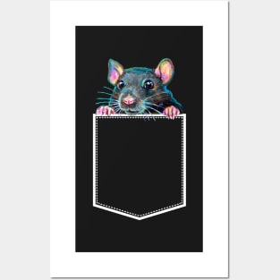 Cute Rat in Pocket Shirt for Dark Colors by Robert Phelps Posters and Art